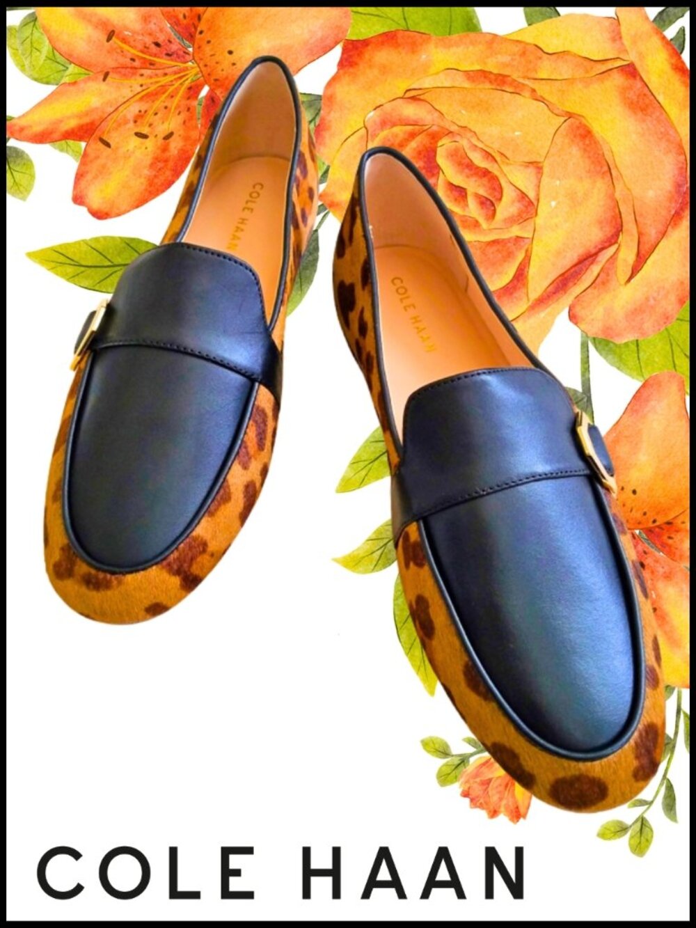 NWT Cole Haan Animal-Print Calf Hair And Leather Loafers